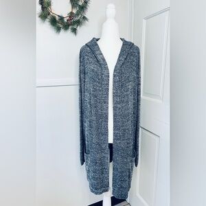 Barefoot Dreams Cozychic Lite Resort Hooded Cardigan in Indigo Stone NWT